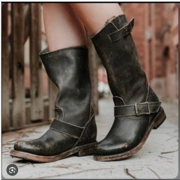 Freebird by Steven Hand-Crafted Black Leather Crosby Moto boots, Women's Sz 8 - Picture 1 of 16